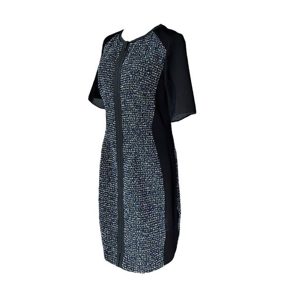 ELI TAHARI EUC front zip Tweed midi in Black multi Size L - Picture 1 of 8